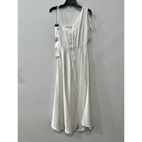 NWTD IEENA FOR MAC DUGGAL Size 6 One Shoulder Calf Midi Dress White MSRP $298 - Picture 8 of 12